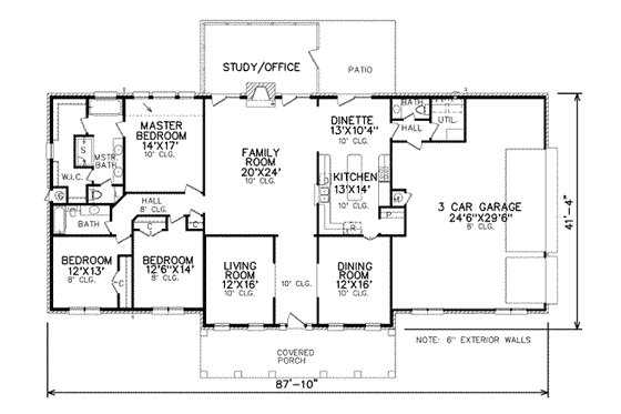 Floor Plan - Main Floor for Southern House Plan #65-368 - 3 bed, 3 bath
