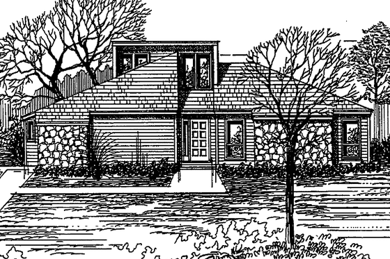 Exterior - Front Elevation 3 for Contemporary House Plan #30-299 - 3 bed, 2 bath