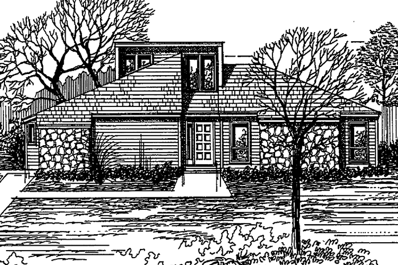 Home Plan - Exterior - Front Elevation 3 for Contemporary House Plan #30-299 - 3 bed, 2 bath