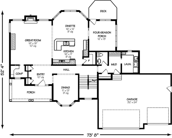 Architectural House Design - European Floor Plan - Main Floor Plan #320-1494
