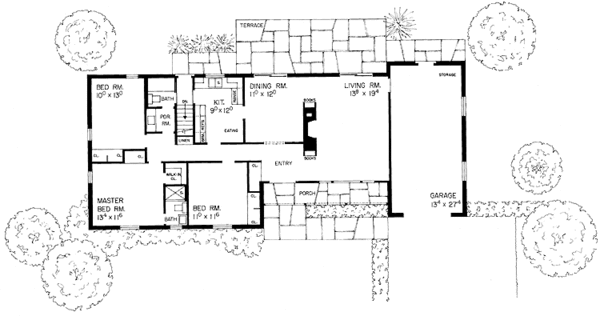Architectural House Design - Ranch Floor Plan - Main Floor Plan #72-558