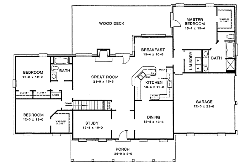 Home Plan - Floor Plan - Main Floor for Ranch House Plan #10-284 - 3 bed, 2 bath