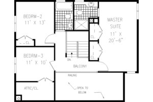 Floor Plan - Upper Floor for Cottage House Plan #3-167 - 3 bed, 3 bath