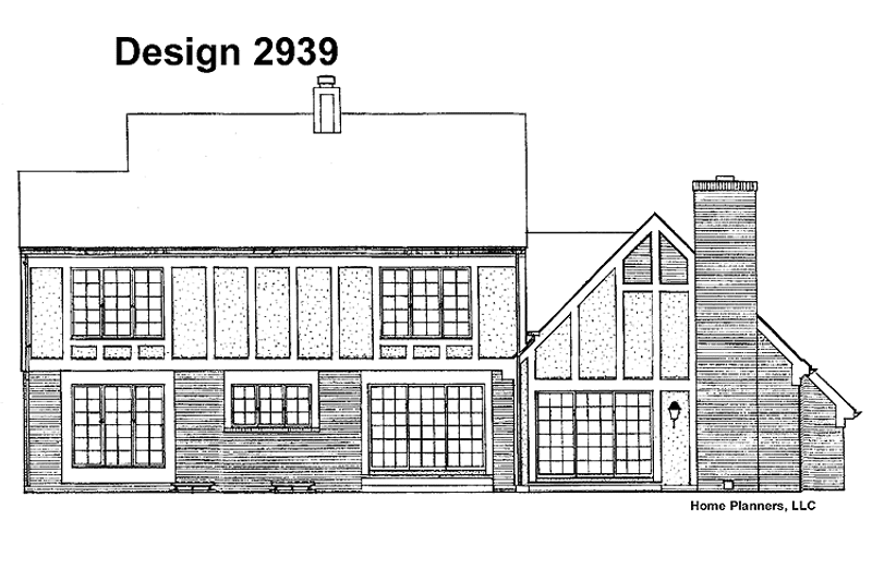 Home Plan - Exterior - Rear Elevation for Tudor House Plan #72-789 - 4 bed, 2.5 bath