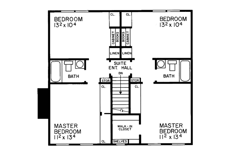 Dream House Plan - Floor Plan - Upper Floor for Colonial House Plan #72-761 - 4 bed, 2.5 bath