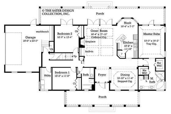 Floor Plan - Main Floor for Colonial House Plan #930-225 - 3 bed, 2 bath