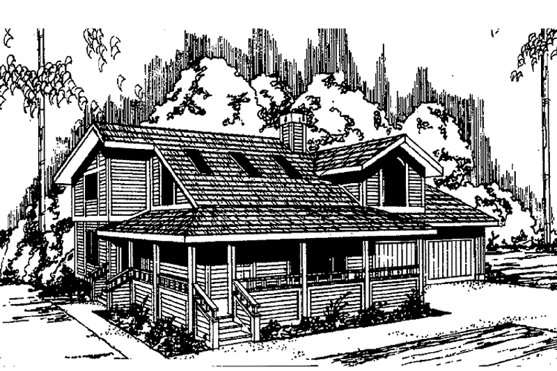 Home Plan - Exterior - Front Elevation 3 for Contemporary House Plan #60-822 - 3 bed, 2.5 bath