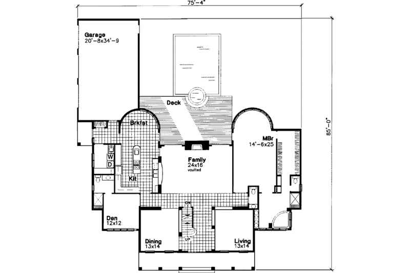 Architectural House Design - Floor Plan - Main Floor for Colonial House Plan #320-505 - 3 bed, 4.5 bath