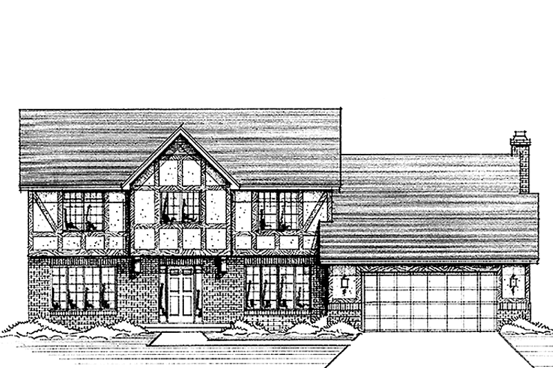 Architectural House Design - Exterior - Front Elevation 3 for Tudor House Plan #51-832 - 3 bed, 2.5 bath