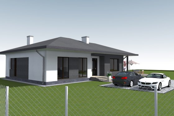 Exterior - Front Elevation for Bungalow House Plan #549-28 - 2 bed, 1 bath