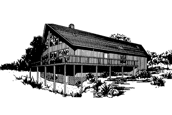 Exterior - Front Elevation 3 for Contemporary House Plan #60-922 - 3 bed, 2 bath