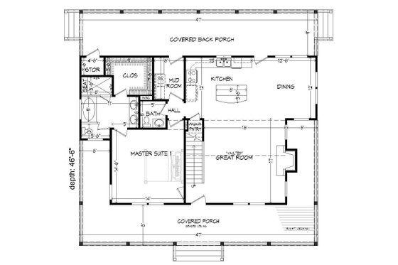 Floor Plan - Main Floor for Country House Plan #932-14 - 3 bed, 3.5 bath