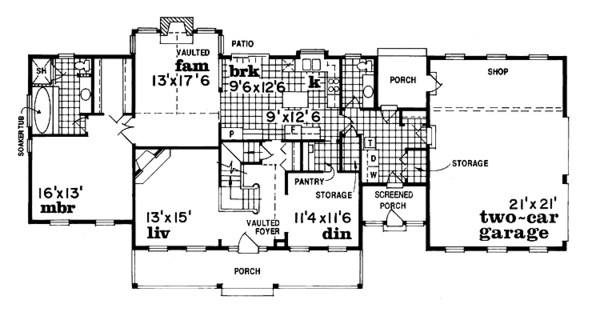 Architectural House Design - Colonial Floor Plan - Main Floor Plan #47-851
