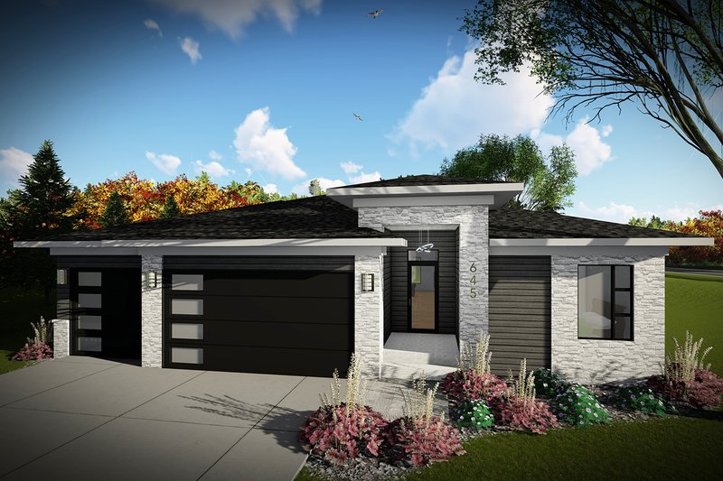 Contemporary Style House Plan - 2 Beds 2 Baths 1484 Sq/Ft Plan #70-1489