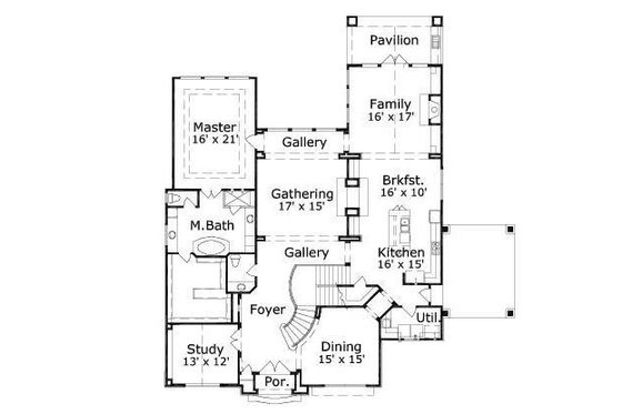 Floor Plan - Main Floor for European House Plan #411-667 - 5 bed, 3.5 bath