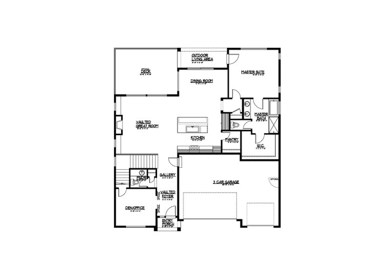 House Blueprint - Floor Plan - Main Floor for Farmhouse House Plan #569-50 - 4 bed, 2.5 bath