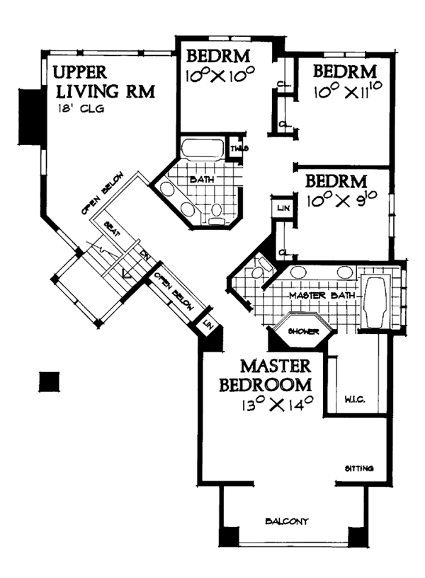 House Blueprint - Contemporary Floor Plan - Upper Floor Plan #72-937