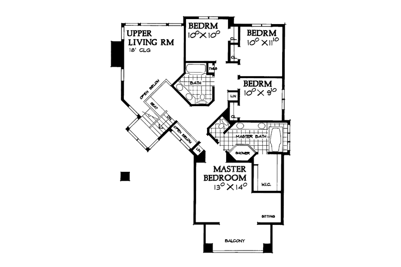 Home Plan - Floor Plan - Upper Floor for Contemporary House Plan #72-937 - 4 bed, 2.5 bath