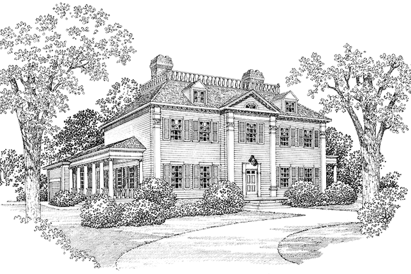 Home Plan - Exterior - Front Elevation 3 for Classical House Plan #72-814 - 3 bed, 2.5 bath