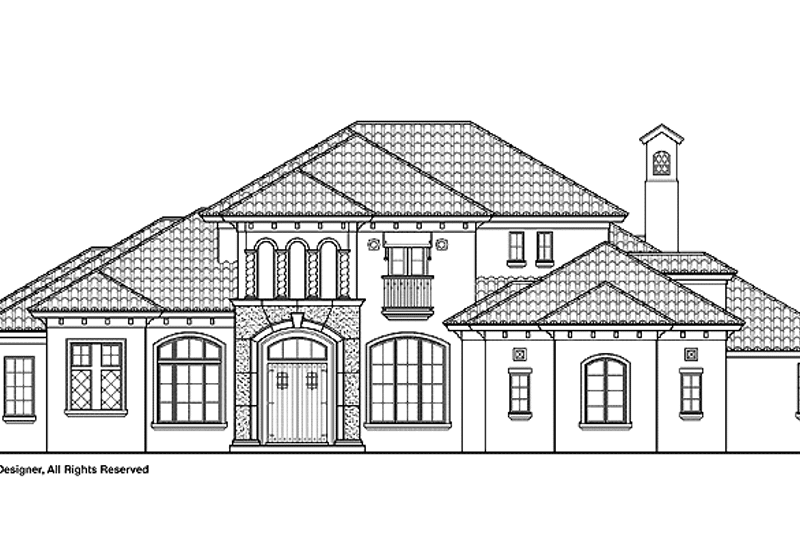 Home Plan - Exterior - Front Elevation 3 for Mediterranean House Plan #1019-12 - 5 bed, 5 bath
