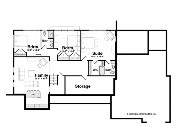 Craftsman Floor Plan - Lower Floor Plan #928-223