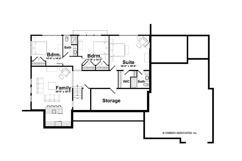 House Blueprint - Floor Plan - Lower Floor for Craftsman House Plan #928-223 - 4 bed, 3.5 bath