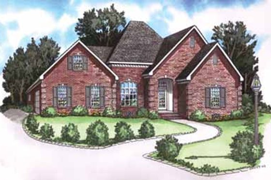 Exterior - Front Elevation for European House Plan #16-248 - 3 bed, 3 bath