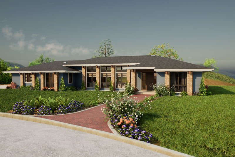 Architectural House Design - Exterior - Front Elevation for Prairie House Plan #48-1069 - 4 bed, 3.5 bath