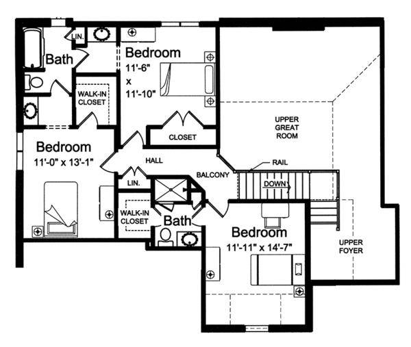 Dream House Plan - Traditional Floor Plan - Upper Floor Plan #46-863