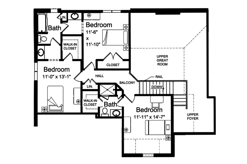 Architectural House Design - Floor Plan - Upper Floor for Traditional House Plan #46-863 - 4 bed, 3.5 bath