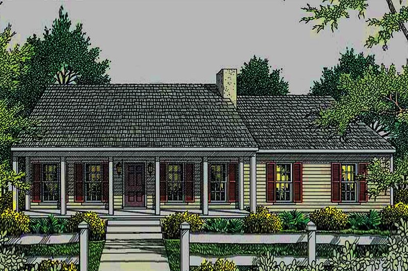 Architectural House Design - Country Exterior - Front Elevation Plan #406-132