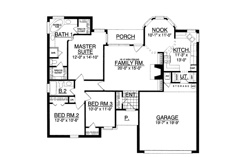 Dream House Plan - Floor Plan - Main Floor for Traditional House Plan #40-490 - 3 bed, 2 bath