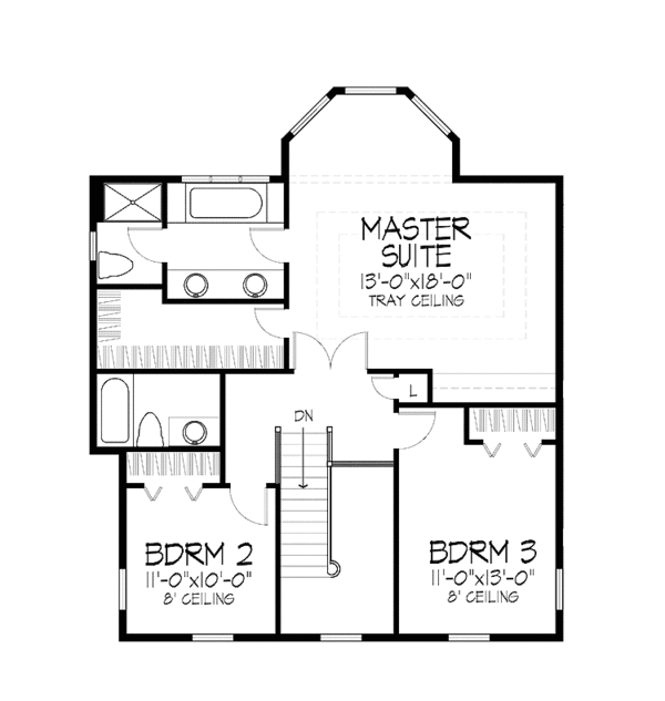 Architectural House Design - European Floor Plan - Upper Floor Plan #320-1050