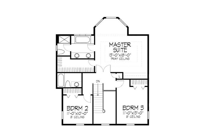 Dream House Plan - Floor Plan - Upper Floor for European House Plan #320-1050 - 3 bed, 2.5 bath