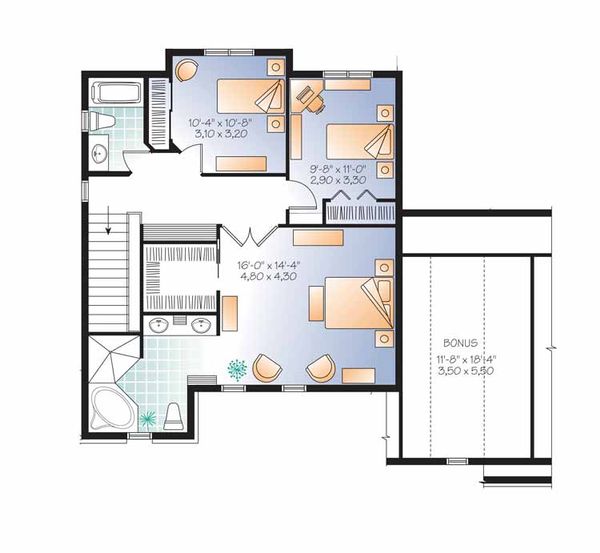 House Plan Design - Country Floor Plan - Upper Floor Plan #23-2558