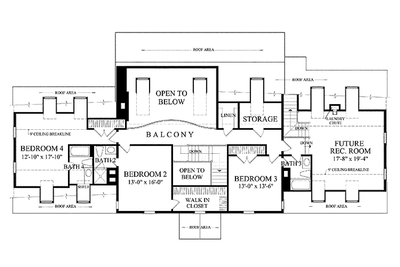 Home Plan - Floor Plan - Upper Floor for Colonial House Plan #137-345 - 4 bed, 4 bath