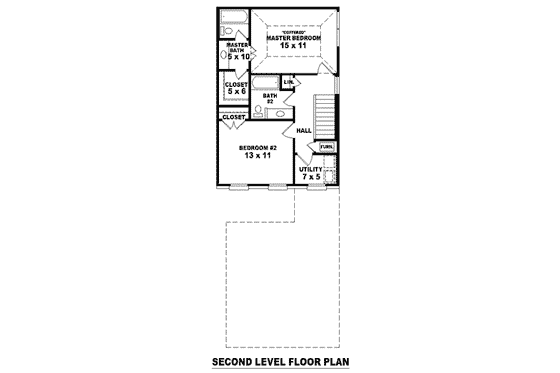 Floor Plan - Upper Floor for Cottage House Plan #81-1362 - 2 bed, 2.5 bath