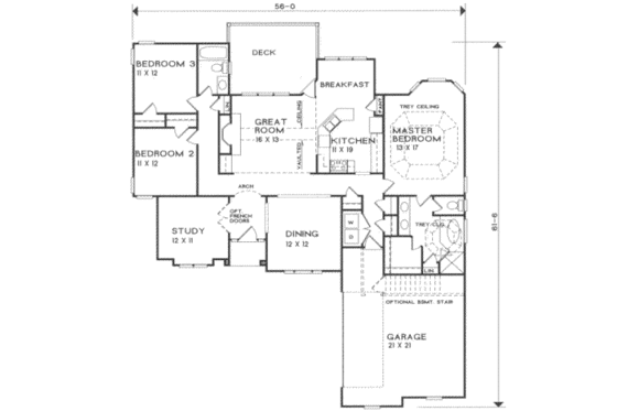 Floor Plan - Main Floor for Traditional House Plan #129-104 - 3 bed, 2 bath