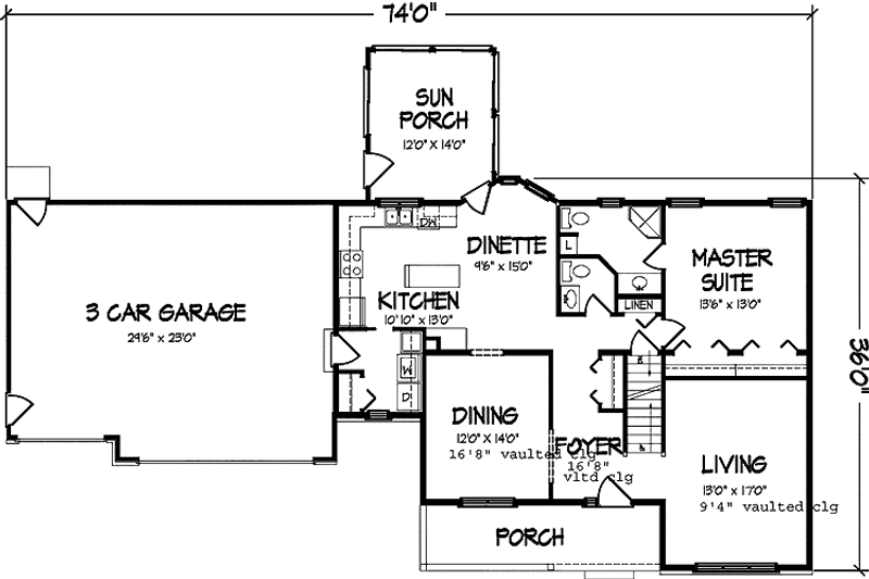 Architectural House Design - Floor Plan - Main Floor for Country House Plan #320-548 - 3 bed, 4.5 bath