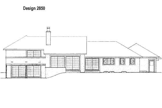 Exterior - Rear Elevation for Adobe / Southwestern House Plan #72-751 - 4 bed, 3.5 bath