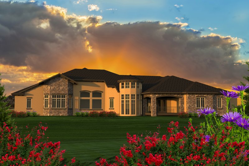 Dream House Plan - Exterior - Rear Elevation for Ranch House Plan #70-1234 - 4 bed, 4.5 bath