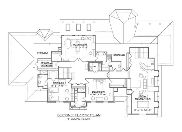 Classical Floor Plan - Upper Floor Plan #1054-90