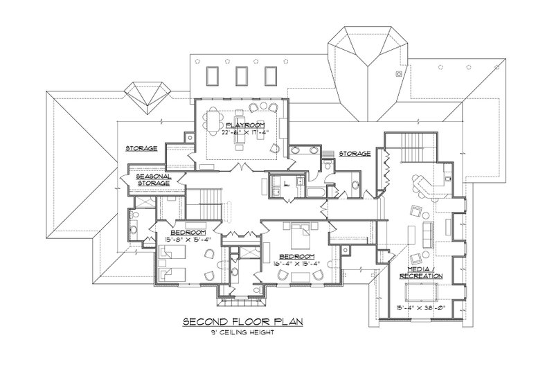 Home Plan - Floor Plan - Upper Floor for Classical House Plan #1054-90 - 4 bed, 6.5 bath