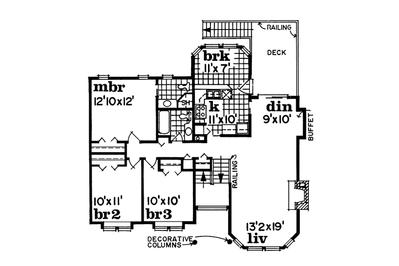 Dream House Plan - Floor Plan - Main Floor for Contemporary House Plan #47-736 - 3 bed, 2 bath