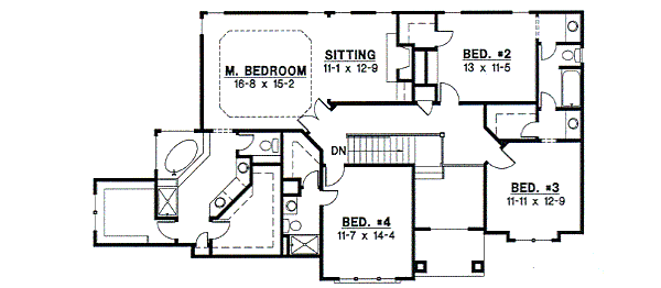 Traditional Floor Plan - Upper Floor Plan #67-244