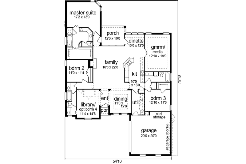 Home Plan - Floor Plan - Main Floor for European House Plan #84-484 - 3 bed, 3 bath