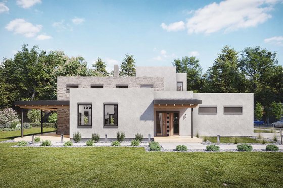 Exterior - Front Elevation 3 for Modern House Plan #924-23 - 4 bed, 3.5 bath