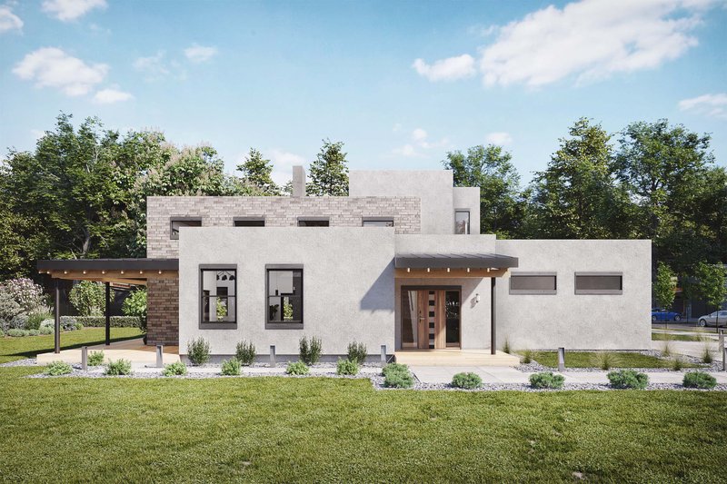 House Design - Exterior - Front Elevation 3 for Modern House Plan #924-23 - 4 bed, 3.5 bath