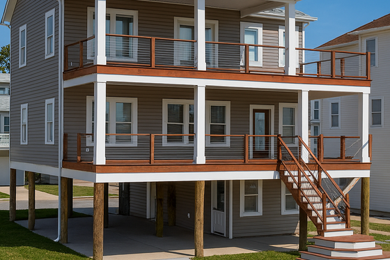 Exterior - Front Elevation 3 for Beach House Plan #1115-8 - 3 bed, 2.5 bath