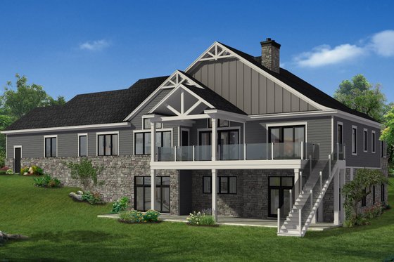 Exterior - Rear Elevation for Craftsman House Plan #1057-26 - 3 bed, 3.5 bath